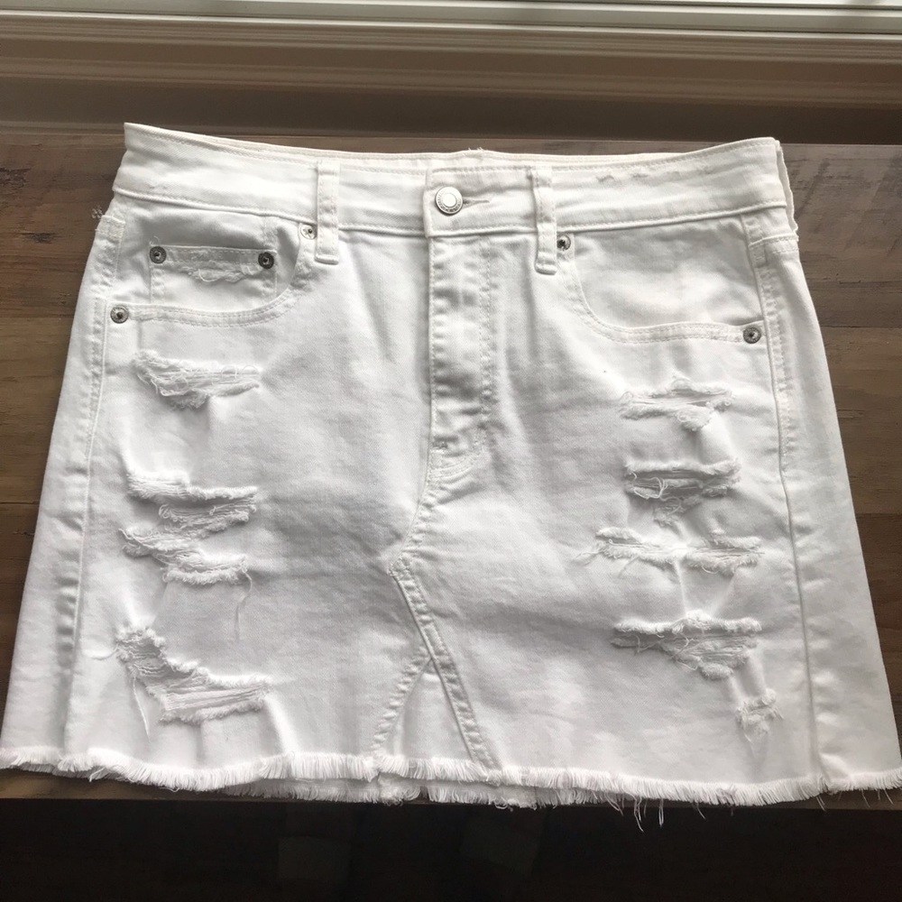 White jean skirt